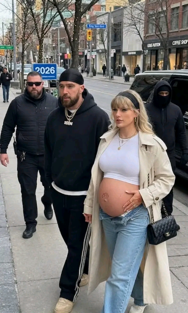 Travis Kelce Steps Out With his Baby Mama Taylor Swift Who is Pregnant With Their First Child And Shows Off Her Baby Bump
